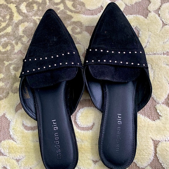 Black Pointed Toe Studded Flats - Picture 1 of 2